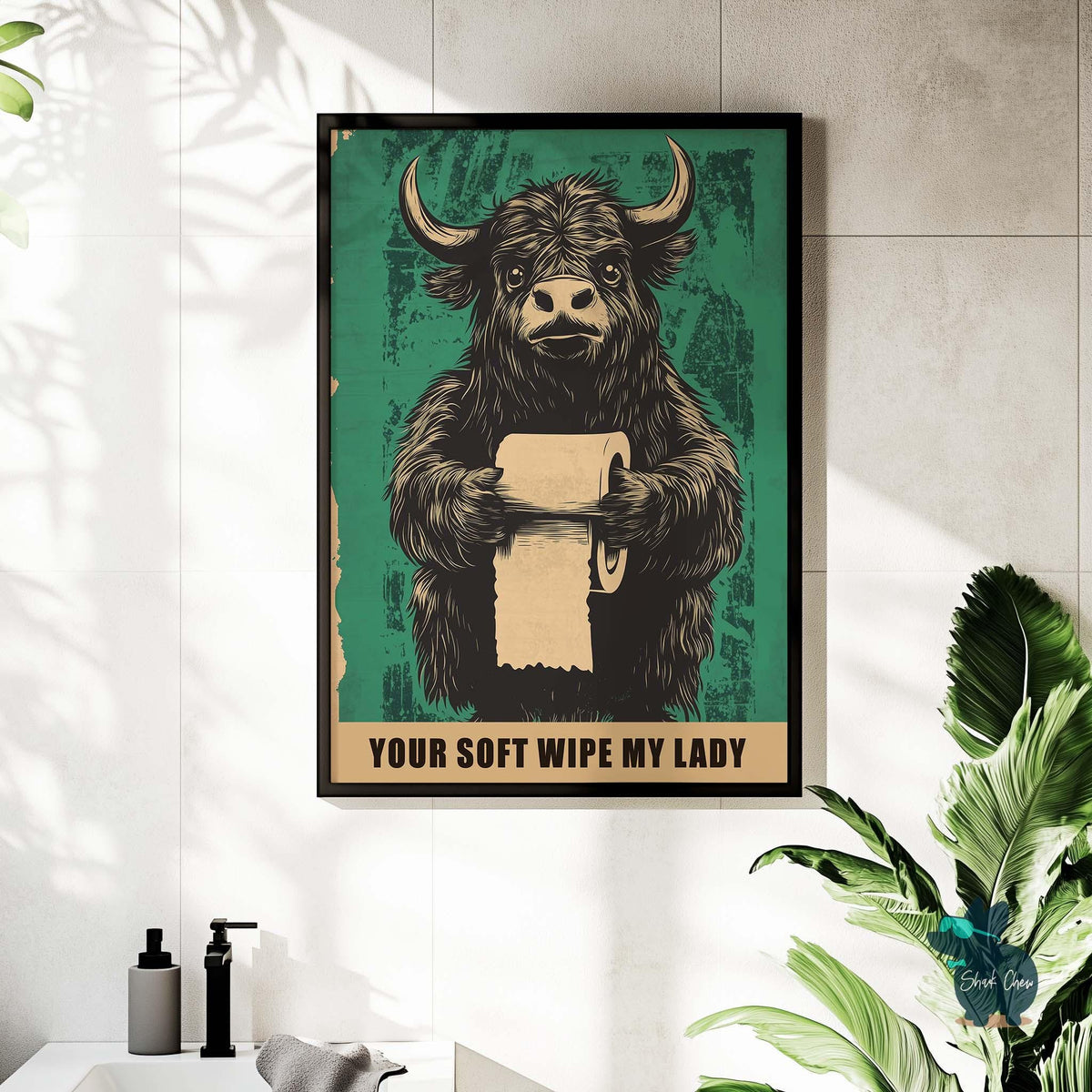 Highland Cow Bathroom Artwork Print, Funny Animal for Wall Art Decor, Highland Cow Toilet Art Print, Funny Bathroom Art Print Wall Art Decor