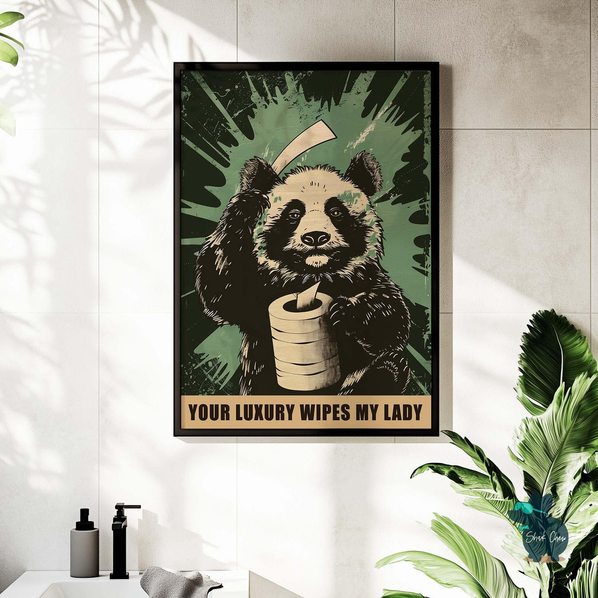 Funny Bathroom Art Print Wall Art Decor, Panda Wall Decor for Bathroom Art, Toilet Wall Art Panda Print Decor, Funny Bathroom Panda Print