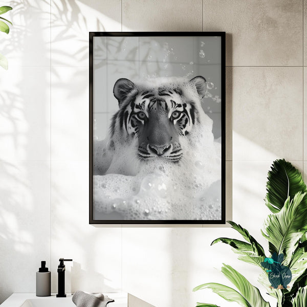 Funny Bathroom Art Print, Tiger in Bathtub Wall Art, Animal Wall Decor for Bathroom, Tiger Bathroom Wall Art Decor, Bathtub Art Print