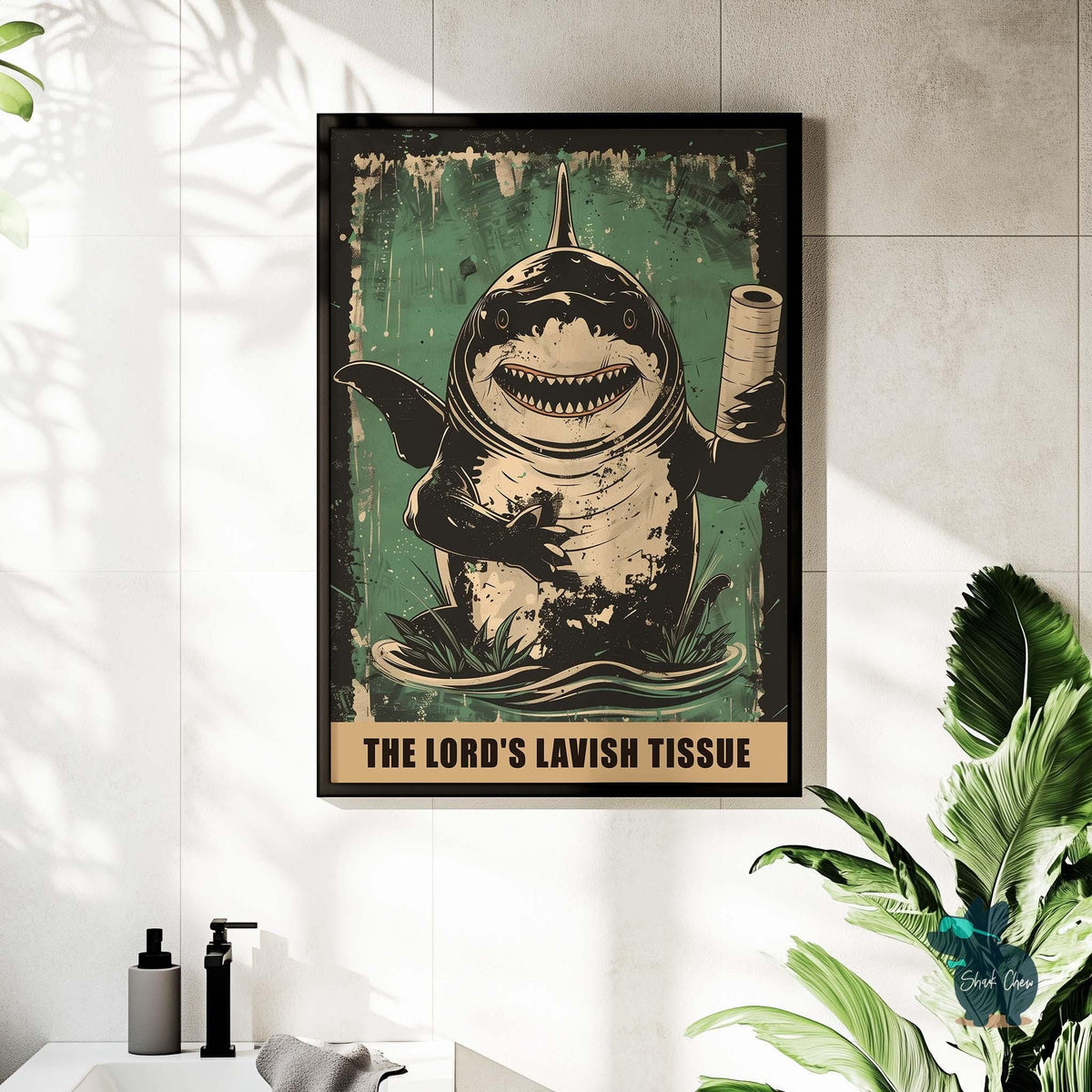 Funny Shark Bathroom Art Print, Animal Wall Decor for Bathroom, Shark Toilet Paper Wall Art, Shark Wall Decor for Bathroom, Toilet Wall Art