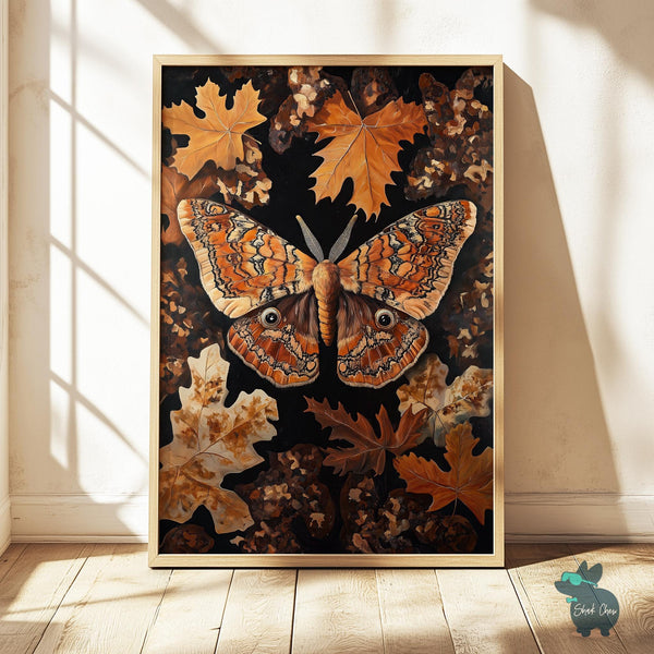 Autumn Butterfly Wall Art, Rustic Butterfly Art Print, Fall Leaves Animal Decor, Butterfly Portrait Wall Art, Fall-Themed Butterfly Art