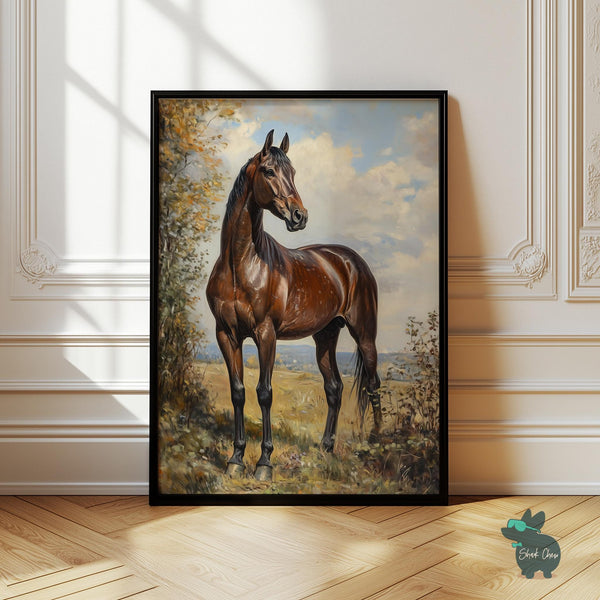 Horse Wall Art, Majestic Horse Portrait Print, Equestrian Decor, Rustic Horse Painting, Animal Wall Art for Living Room, Horse Wall Decor