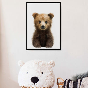 Baby Bear Wall Art, Kids Room Decor, Baby Gift, Wall Hanging, Woodland Baby Shower, Cub Animal Portrait Print Wall Art, Minimal Room Art