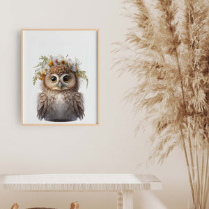 Baby Owl Art Print, Nursery Wall Art, Children's Room Decor, Cute Owl Poster, Framed Owl Art, Canvas Owl Print, Child Room Owl