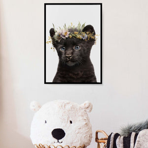 Baby Panther Art, Digital Art Prints, Aesthetic Room Decor, Woodland Baby Shower, Contemporary Art, Wall Decor Gift