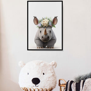 Baby Rhino Art Print, Gray Rhino Art Print, Baby Shower Gift, Safari Nursery Décor, College Dorm Décor, Beach Wall Art, Baby Girl Room Décor