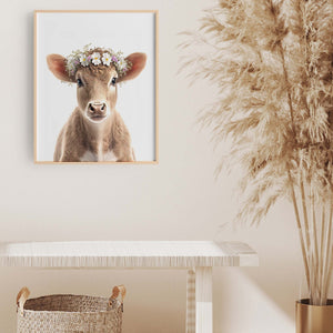 Baby Cow Art Print, Calf Wall Art, Farmhouse Wall Art, Dining Room Wall Décor, Bedroom Décor, Front Door Décor, Nursery Decor, New Mom Gift