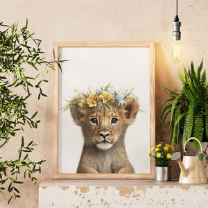 Baby Lion Safari Wall Art, Baby Girl Gift, Outdoor Wall Art, Kids Room Décor, Prints Wall Art Trendy, Wall Decor Living Room, Gift For Mom