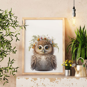 Baby Owl Art Print, Nursery Wall Art, Children's Room Decor, Cute Owl Poster, Framed Owl Art, Canvas Owl Print, Child Room Owl