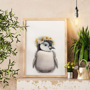 Baby Penguin Art Print, Kids Bathroom Decor, Beach House Décor, Coastal Wall Art, Apartment Décor, Wall Décor Bedroom, Gift For Her