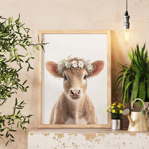 Baby Cow Art Print, Calf Wall Art, Farmhouse Wall Art, Dining Room Wall Décor, Bedroom Décor, Front Door Décor, Nursery Decor, New Mom Gift