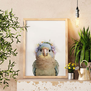 Baby Parrot Tropical Wall Decor, Wall Hanging, Bedroom Wall Art, Cottagecore Decor, Home Decor Wall Art, Nursery Wall Art, Gift For Her