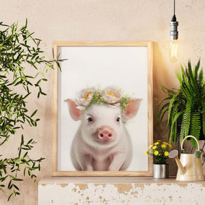 Baby Pig Wall Art, Piglet Art Print, Farmhouse Wall Art, Farm Nursery Decor, Gallery Wall Art, Pig Decor, Baby Room Decor, Baby Girl Gift